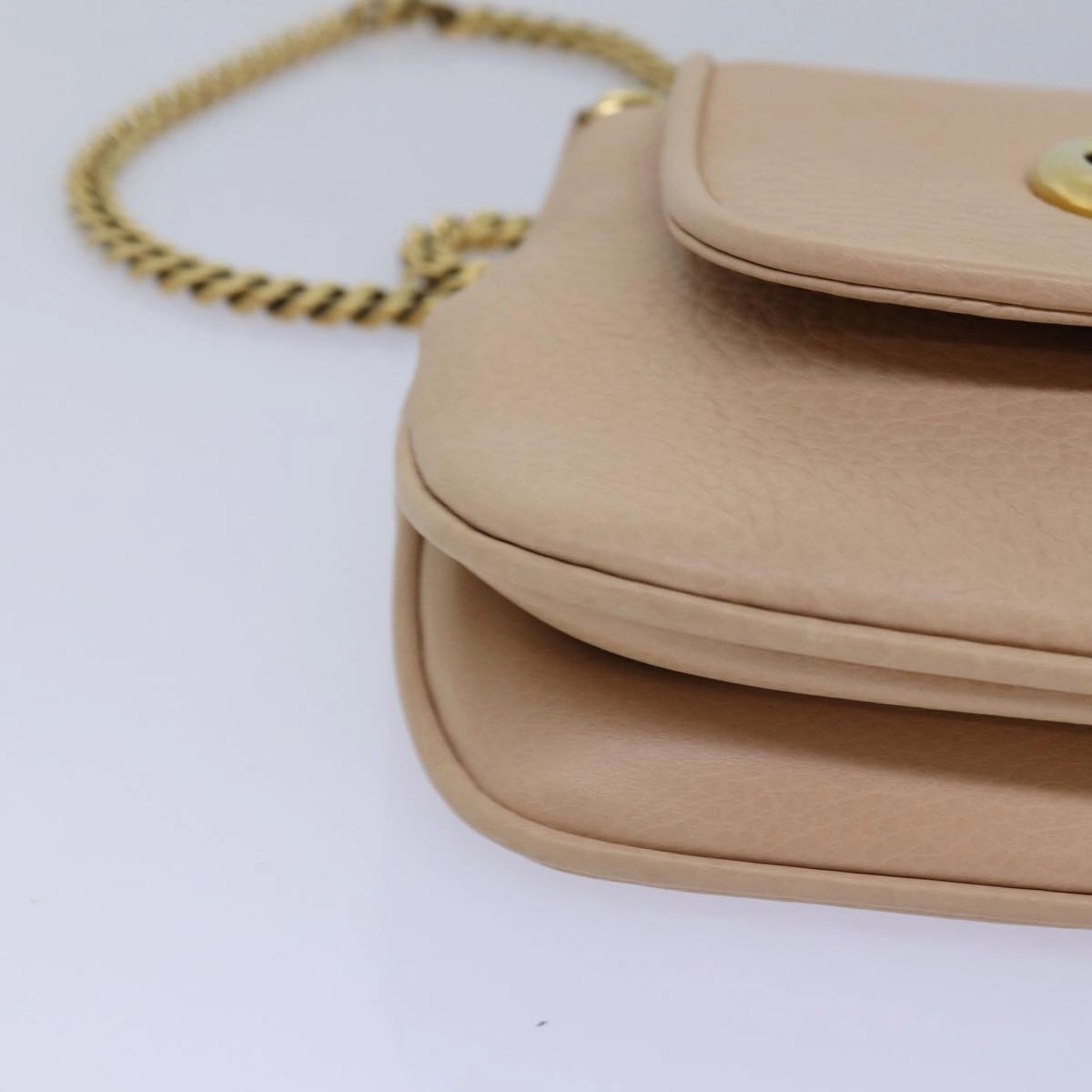 GUCCI Chain Shoulder Bag Leather Beige 251821  am6326
