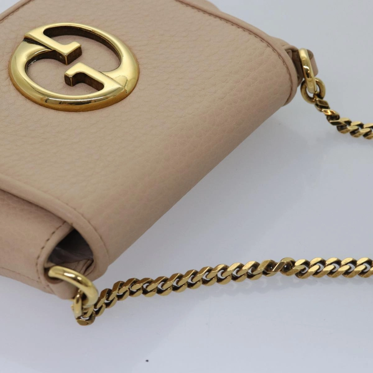 GUCCI Chain Shoulder Bag Leather Beige 251821  am6326