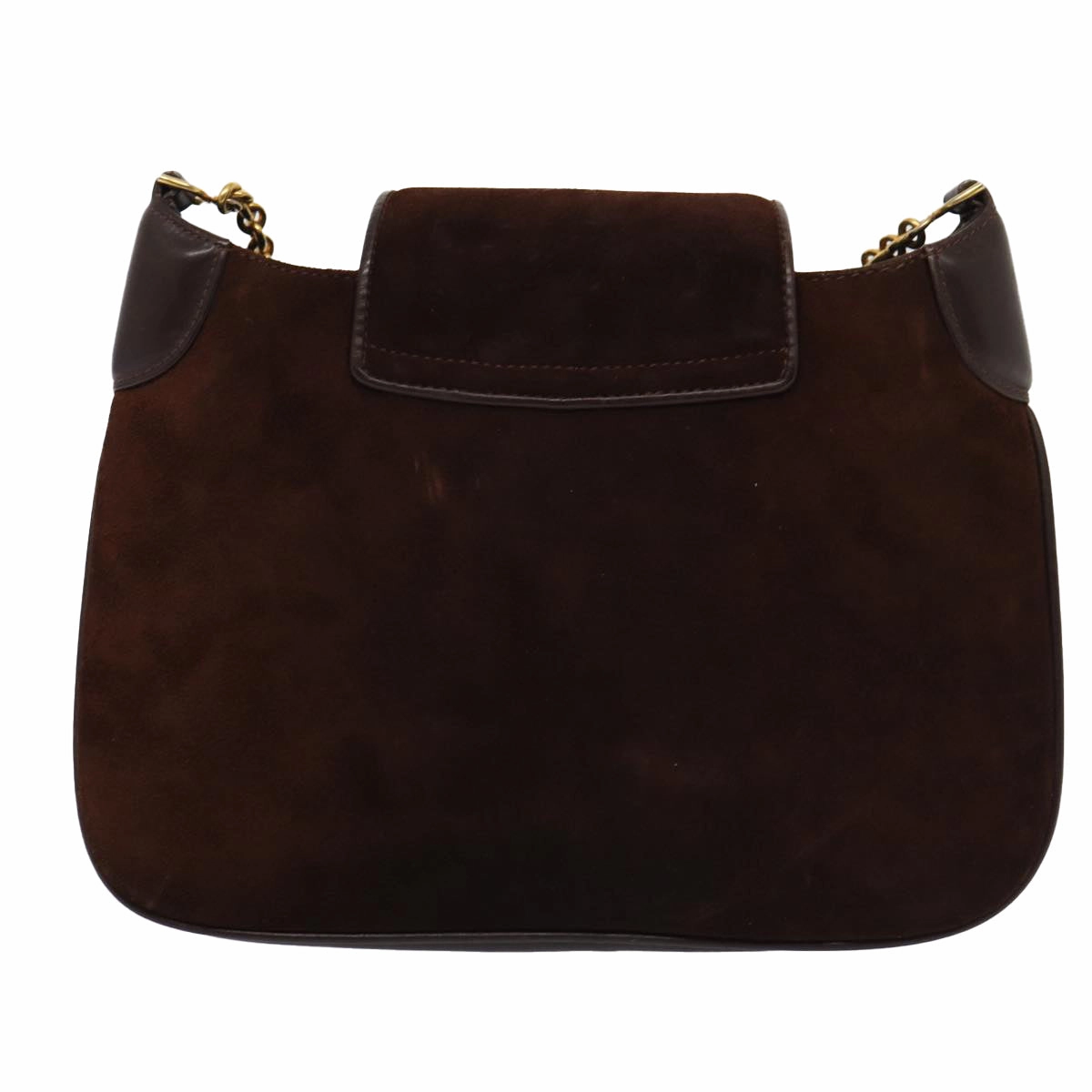 GUCCI Chain Shoulder Bag Suede Brown  13962