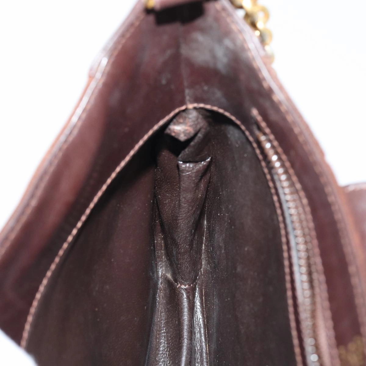 GUCCI Chain Shoulder Bag Suede Brown  13962