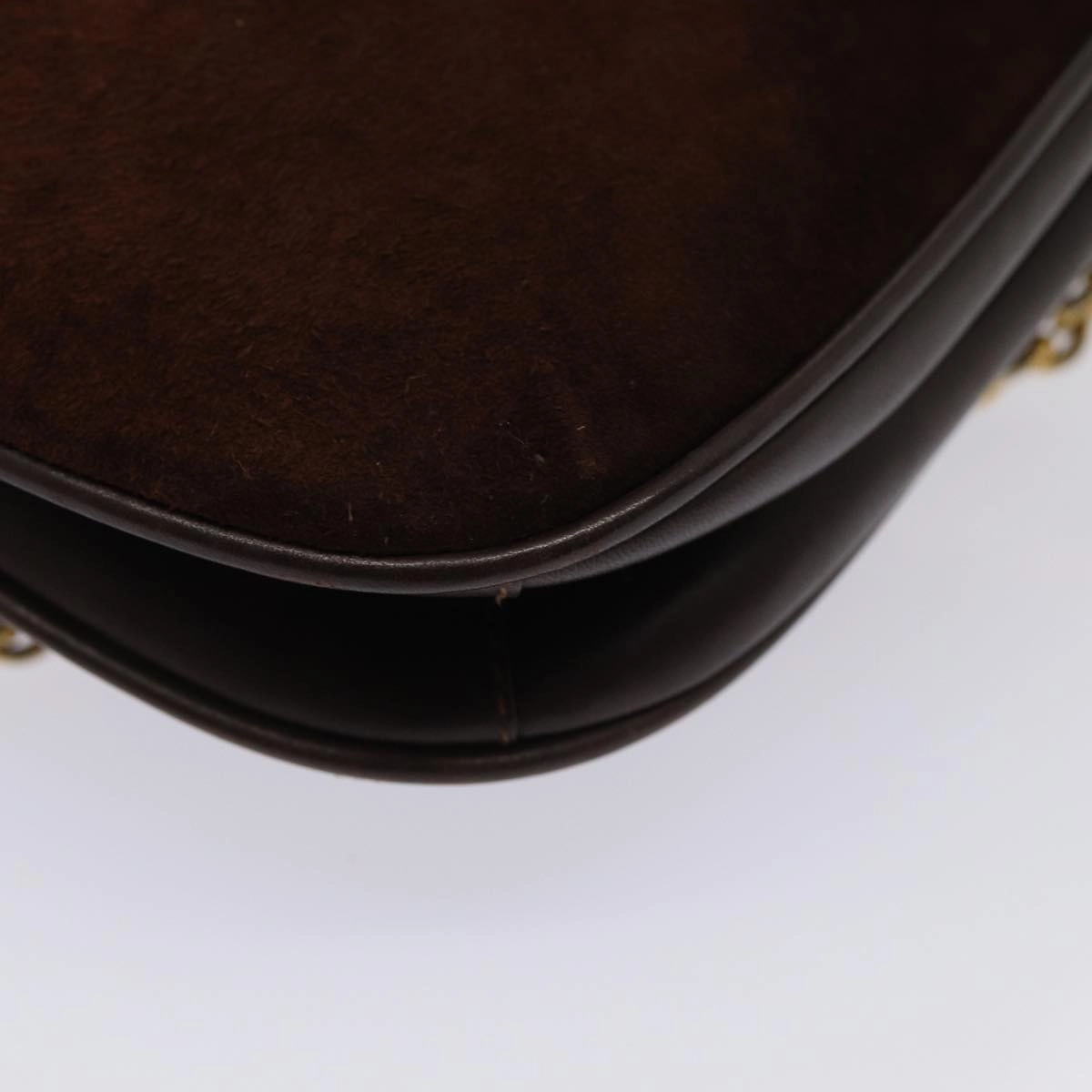 GUCCI Chain Shoulder Bag Suede Brown  13962