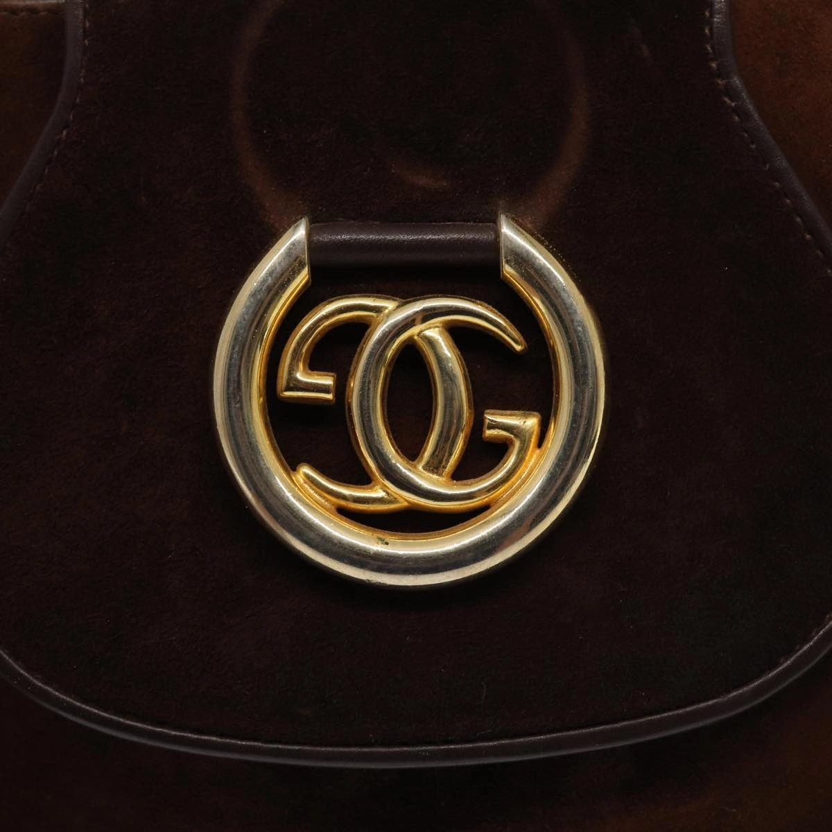 GUCCI Chain Shoulder Bag Suede Brown  13962