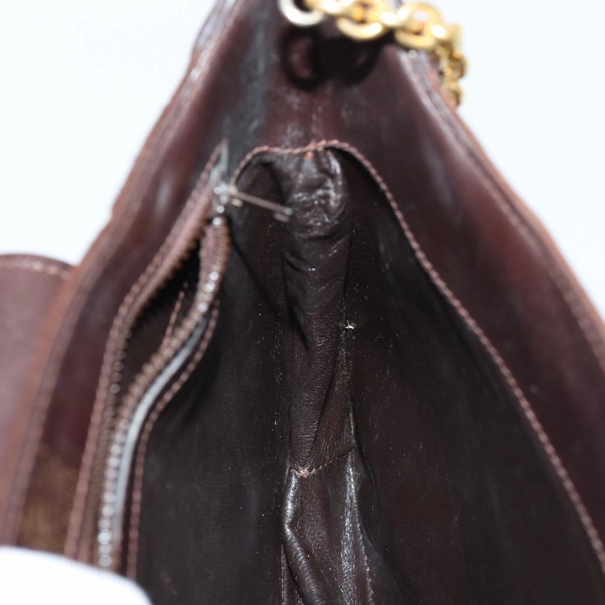GUCCI Chain Shoulder Bag Suede Brown  13962
