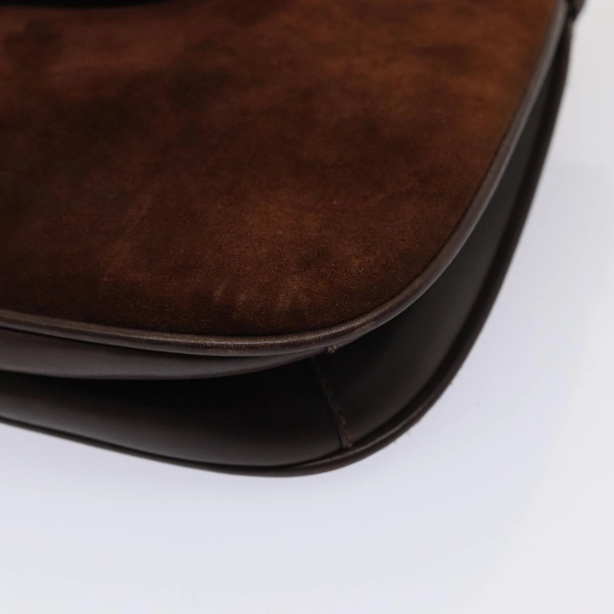 GUCCI Chain Shoulder Bag Suede Brown  13962