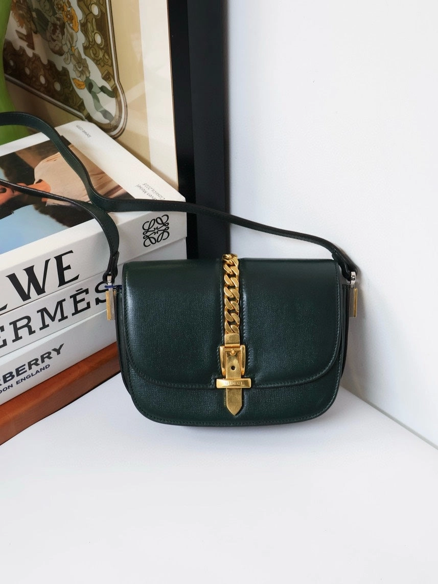 Gucci Chain Strap Dark Green Crossbody Bag
