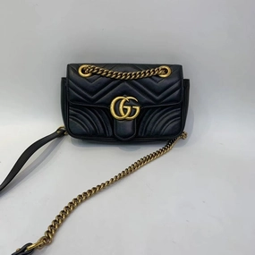 Gucci Classic Marmont Black Calfskin Crossbody Bag