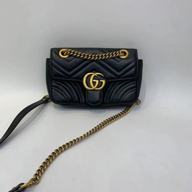 Gucci Classic Marmont Black Calfskin Crossbody Bag
