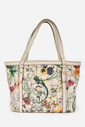 Gucci Cream/ Multicolour Flora 'Knight' Tote Bag