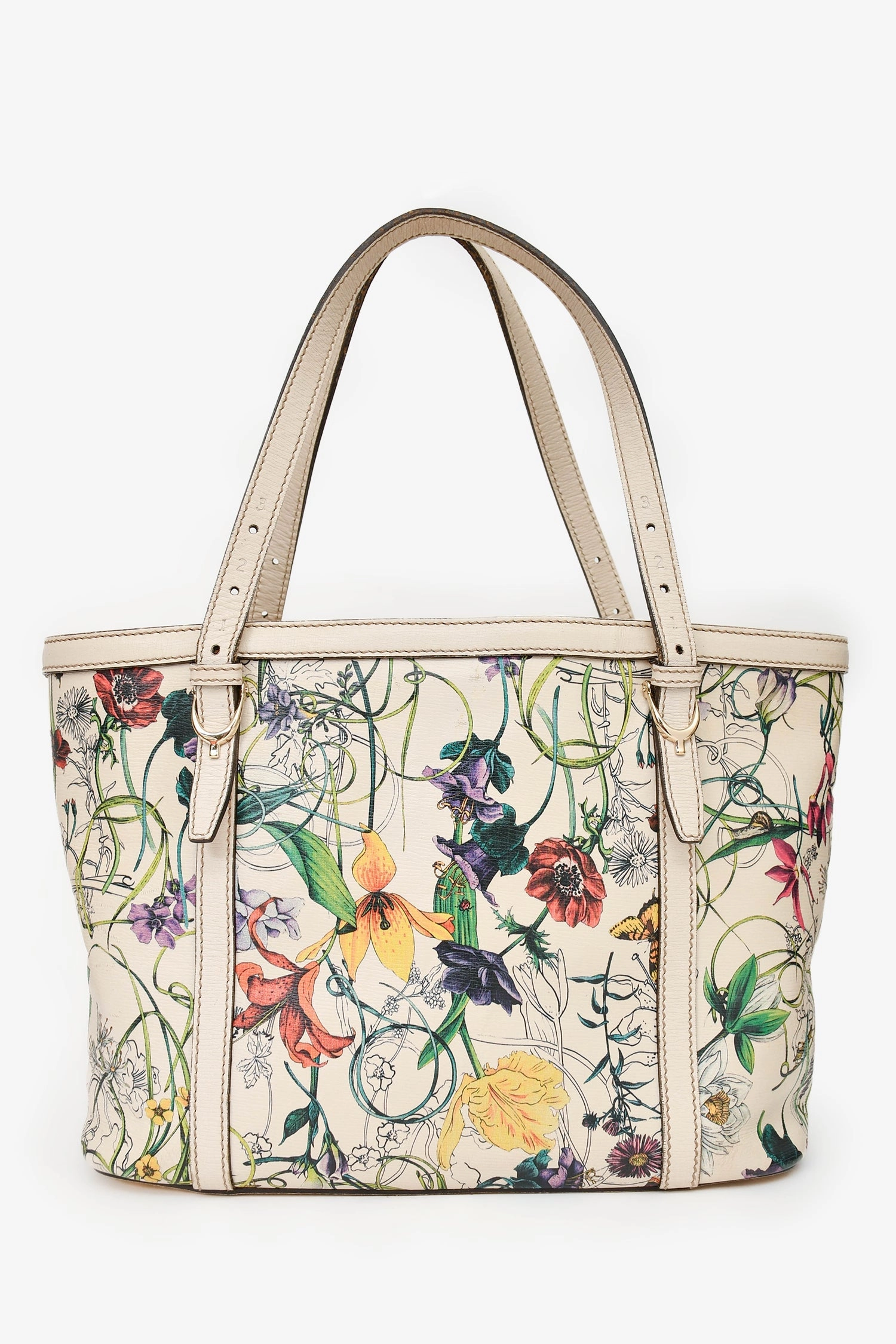 Gucci Cream/ Multicolour Flora 'Knight' Tote Bag