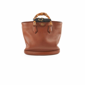 Gucci Diana Leather Tote Tan Brown