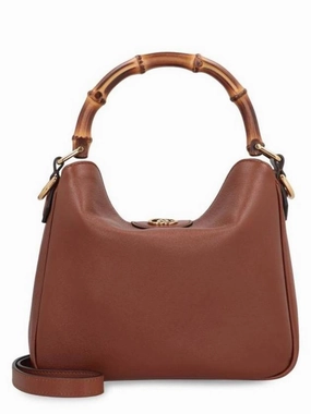 Gucci Diana Small Leather Tote Shoulder Bag Brown