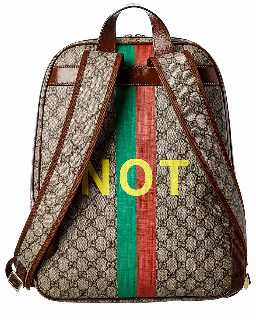Gucci Fake/Not Print Medium GG Supreme Canvas & Leather Backpack