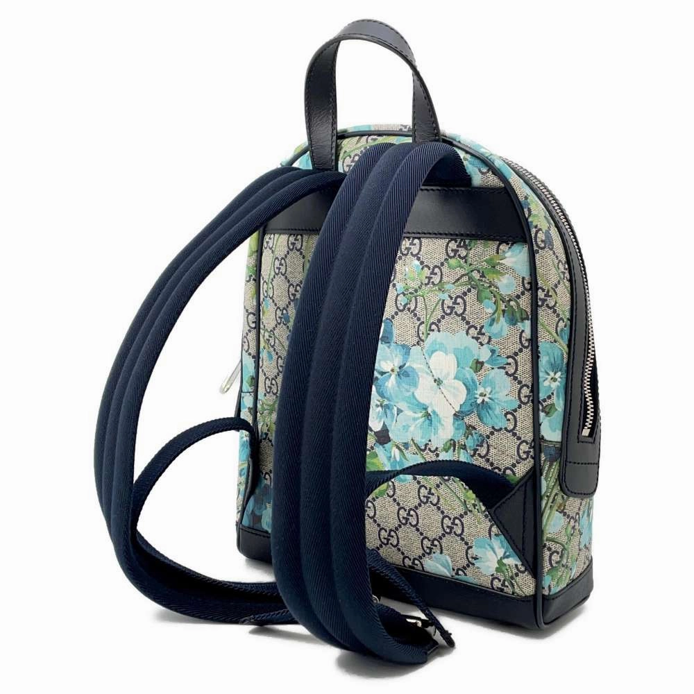 GUCCI GG Blooms Backpack Beige/Blue546327 GG SupremeCanvas Leather