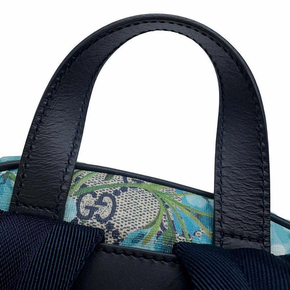 GUCCI GG Blooms Backpack Beige/Blue546327 GG SupremeCanvas Leather