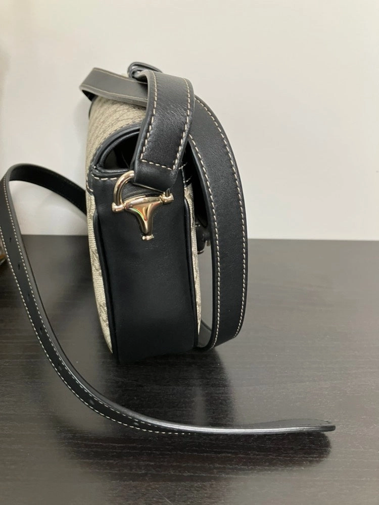 Gucci GG Canvas Horsebit 1955 Shoulder Bag Beige/Black
