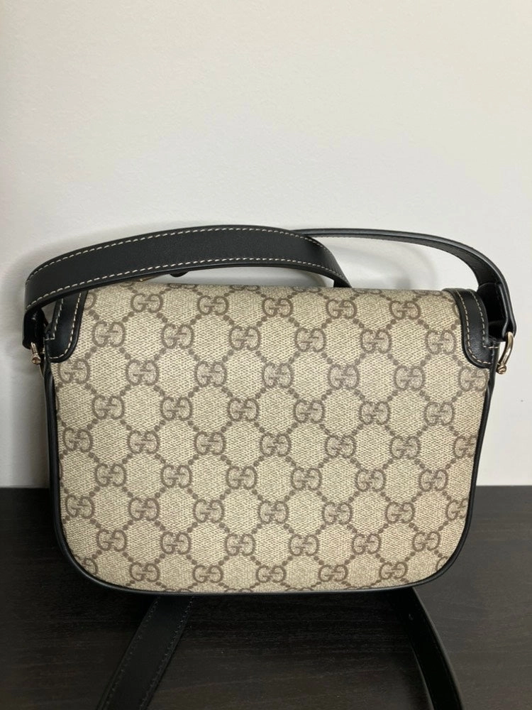 Gucci GG Canvas Horsebit 1955 Shoulder Bag Beige/Black