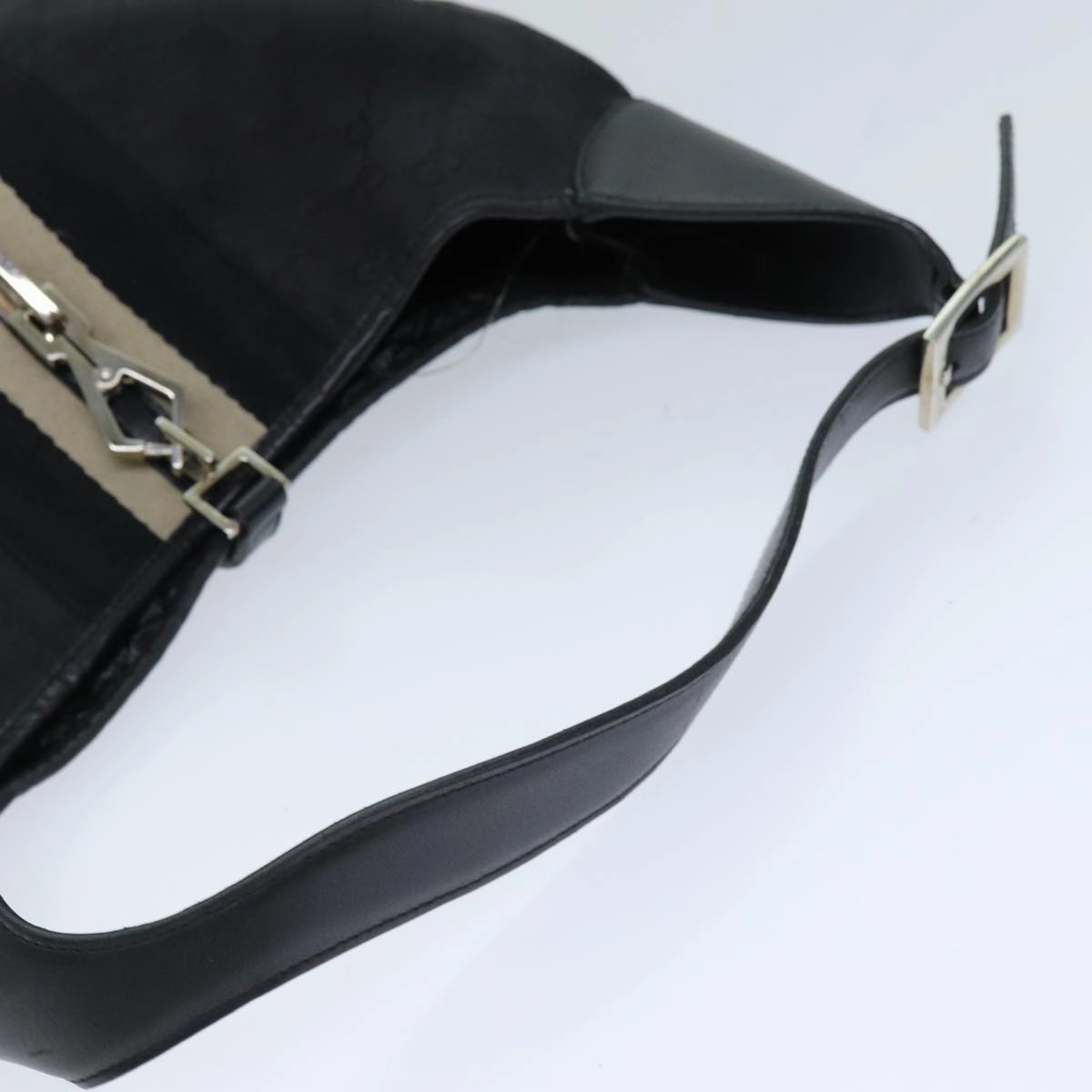 GUCCI GG Canvas Jackie Shoulder Bag Black White 001 4075  76393