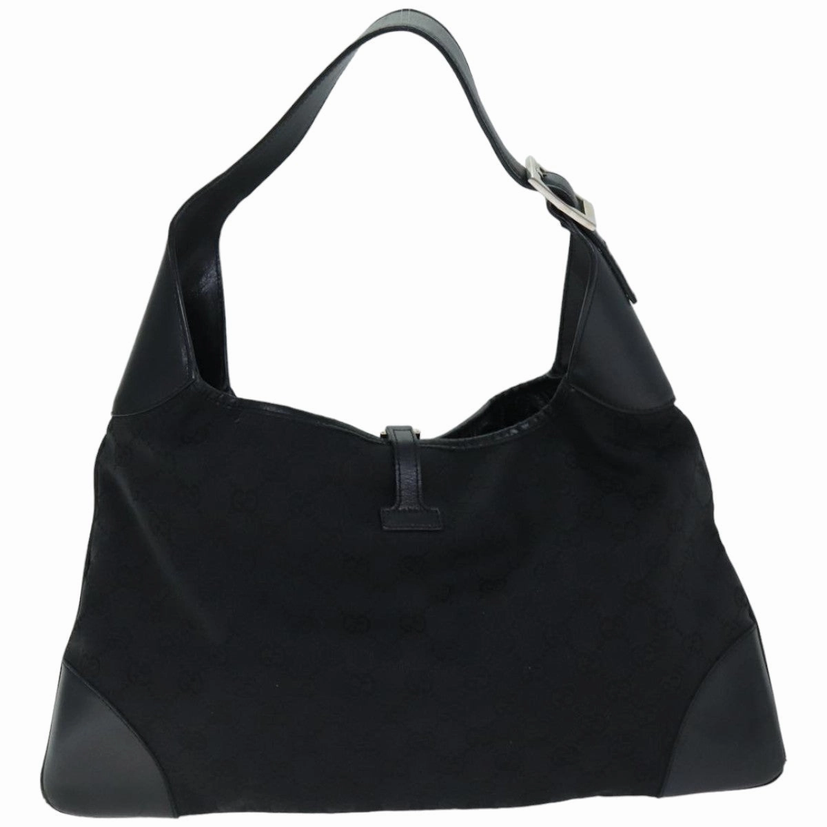 GUCCI GG Canvas Jackie Shoulder Bag Black White 001 4075  76393