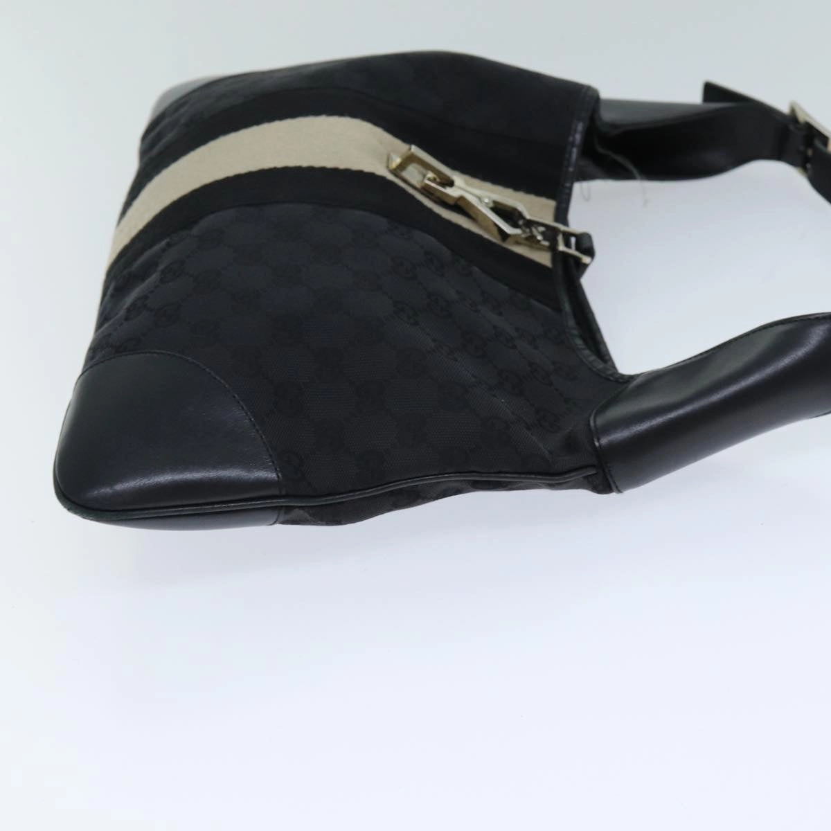 GUCCI GG Canvas Jackie Shoulder Bag Black White 001 4075  76393