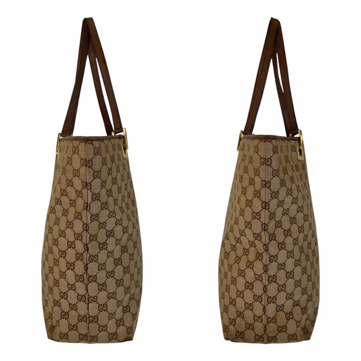 Gucci GG Canvas Leather Tote Shoulder Bag