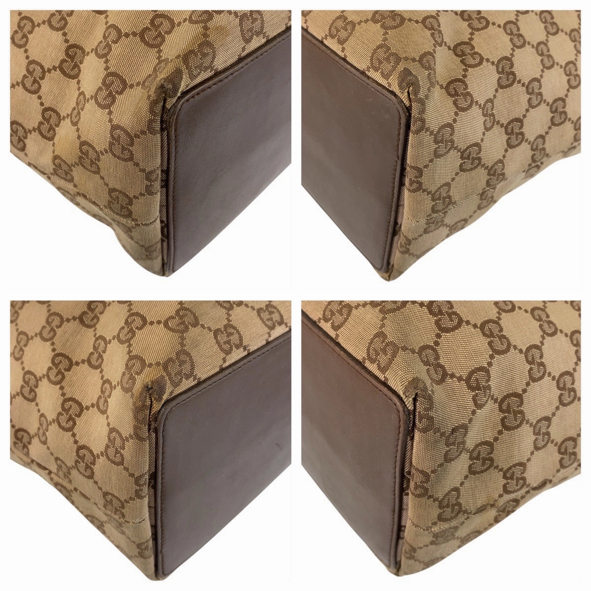 Gucci GG Canvas Leather Tote Shoulder Bag
