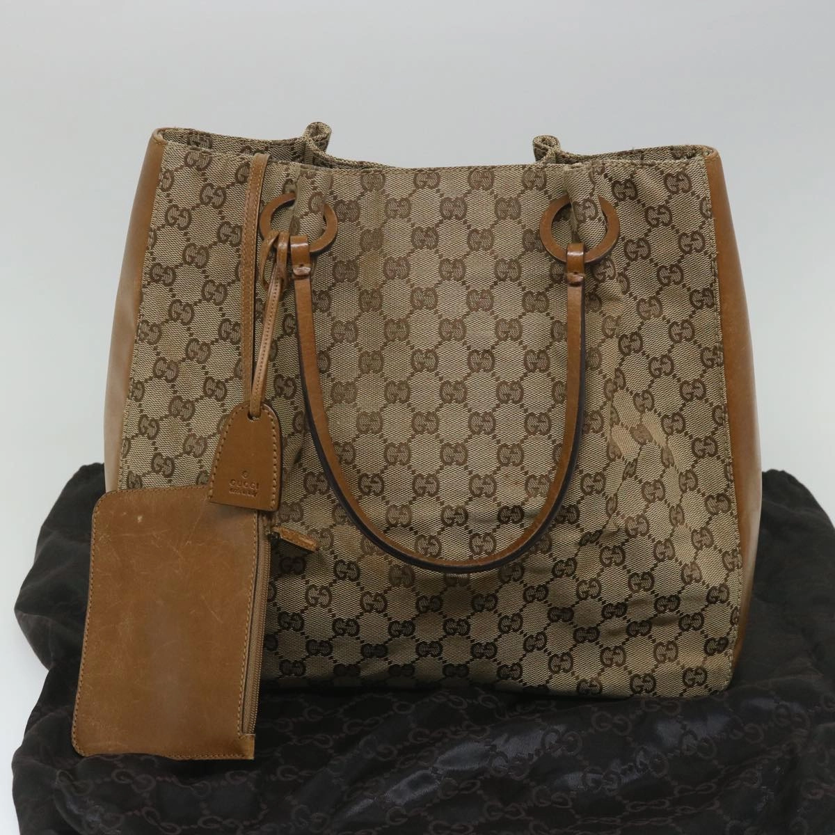 GUCCI GG Canvas Shoulder Bag Beige 101920  56682