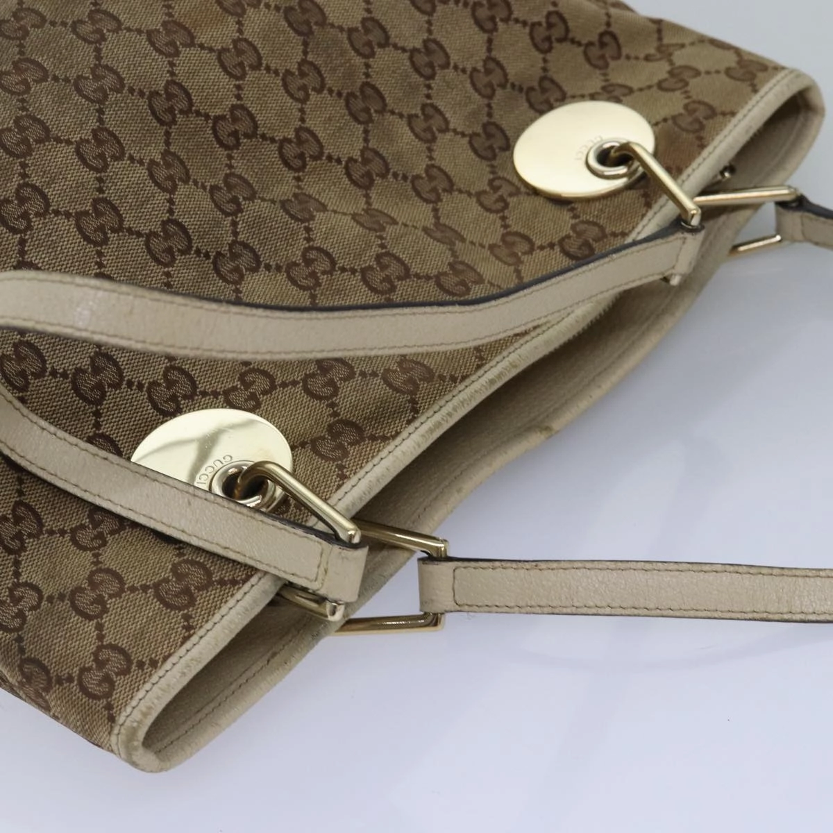 GUCCI GG Canvas Shoulder Bag Beige 120837  77373