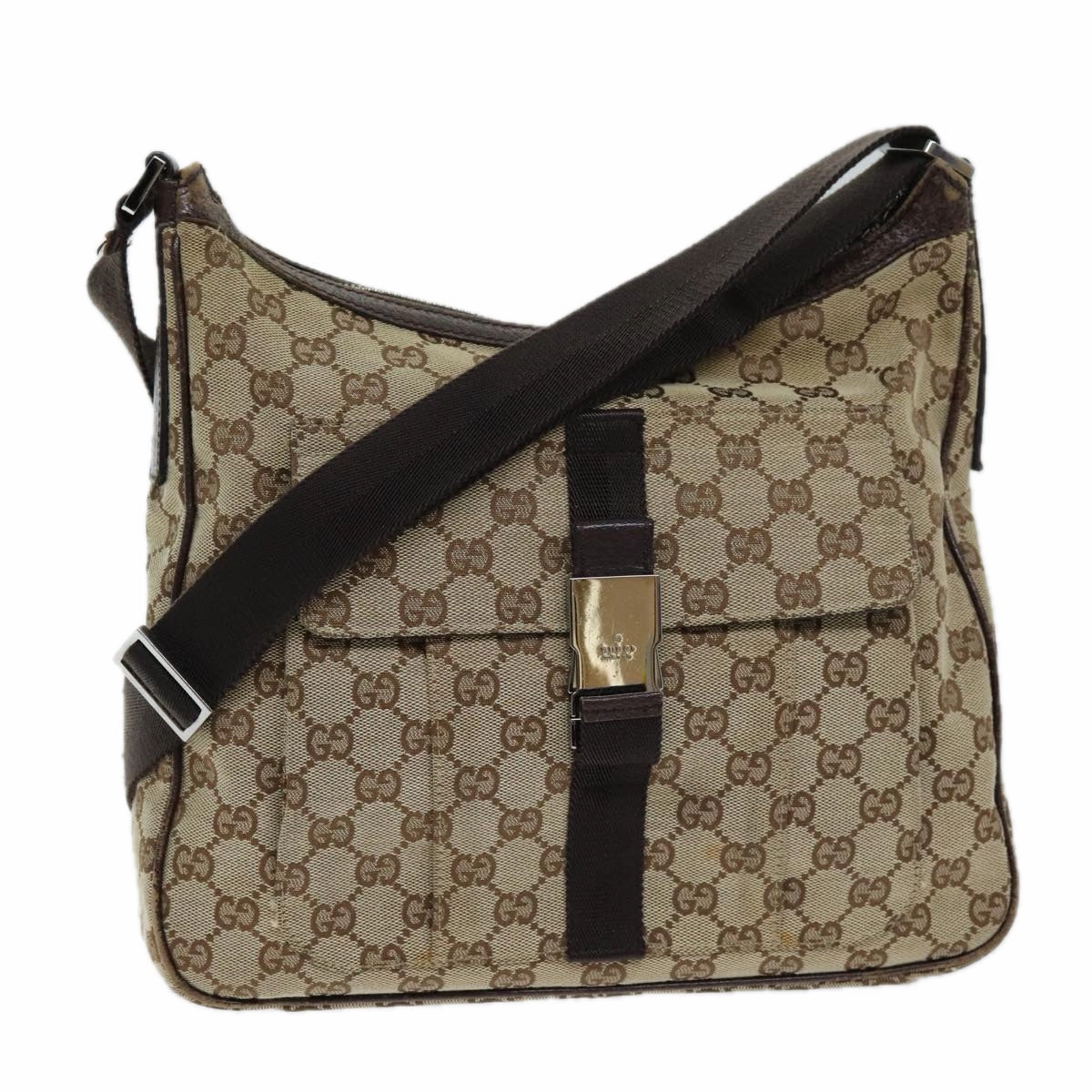 GUCCI GG Canvas Shoulder Bag Beige 131211  73982