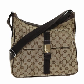 GUCCI GG Canvas Shoulder Bag Beige 131211  73982