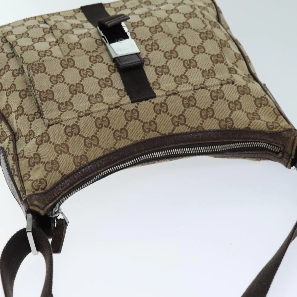 GUCCI GG Canvas Shoulder Bag Beige 131211  73982