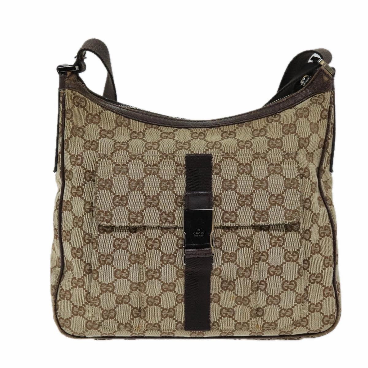 GUCCI GG Canvas Shoulder Bag Beige 131211  73982