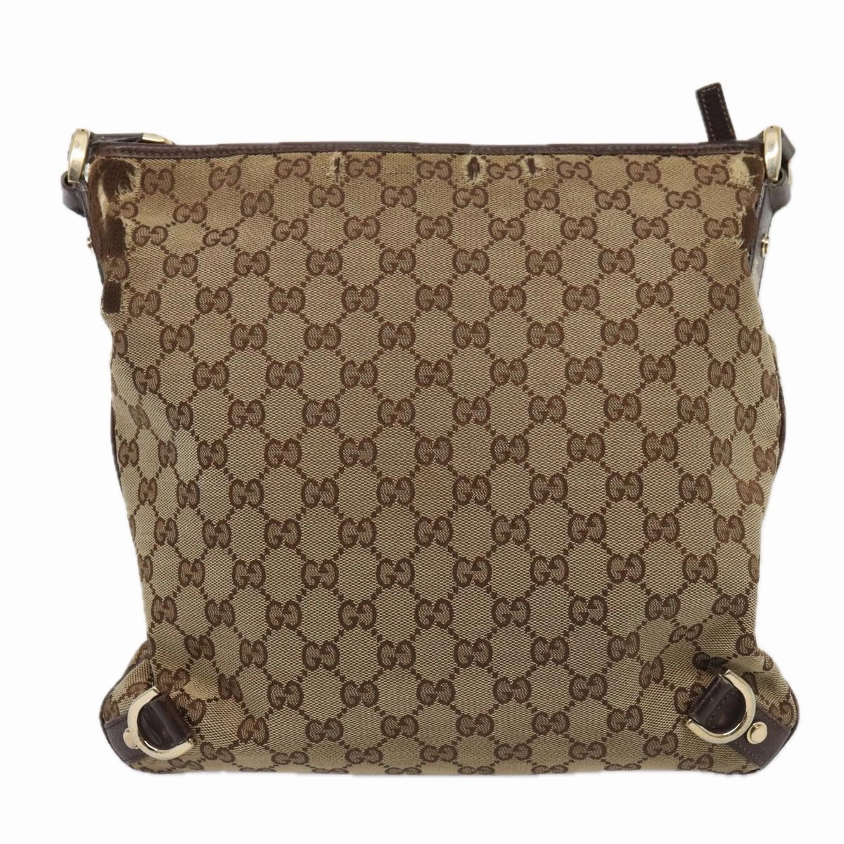 GUCCI GG Canvas Shoulder Bag Beige Brown 131326  cl847