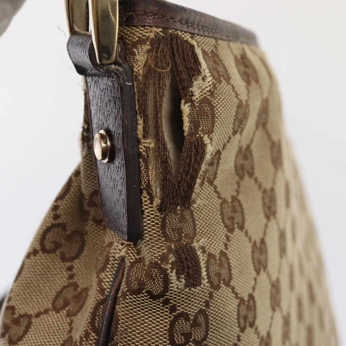 GUCCI GG Canvas Shoulder Bag Beige Brown 131326  cl847