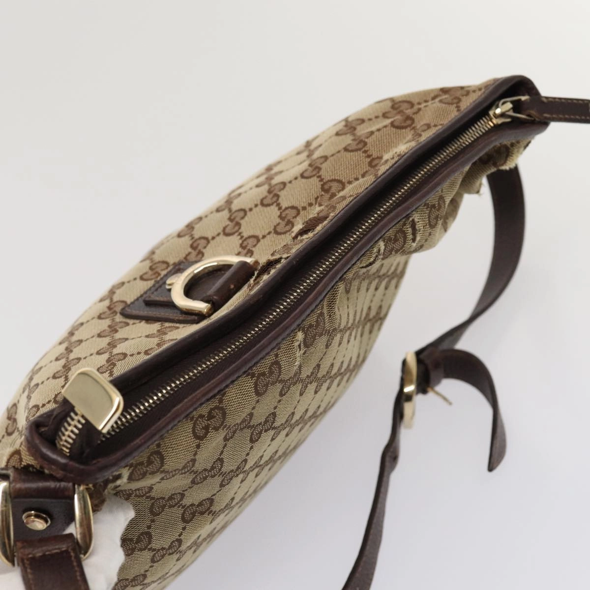 GUCCI GG Canvas Shoulder Bag Beige Brown 131326  cl847