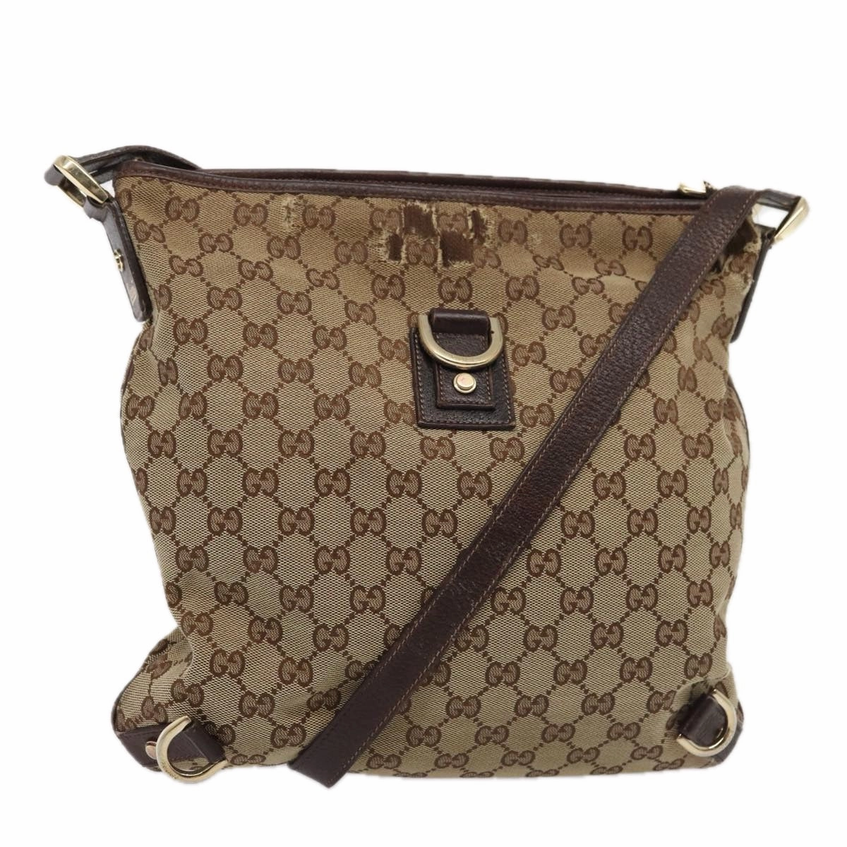 GUCCI GG Canvas Shoulder Bag Beige Brown 131326  cl847