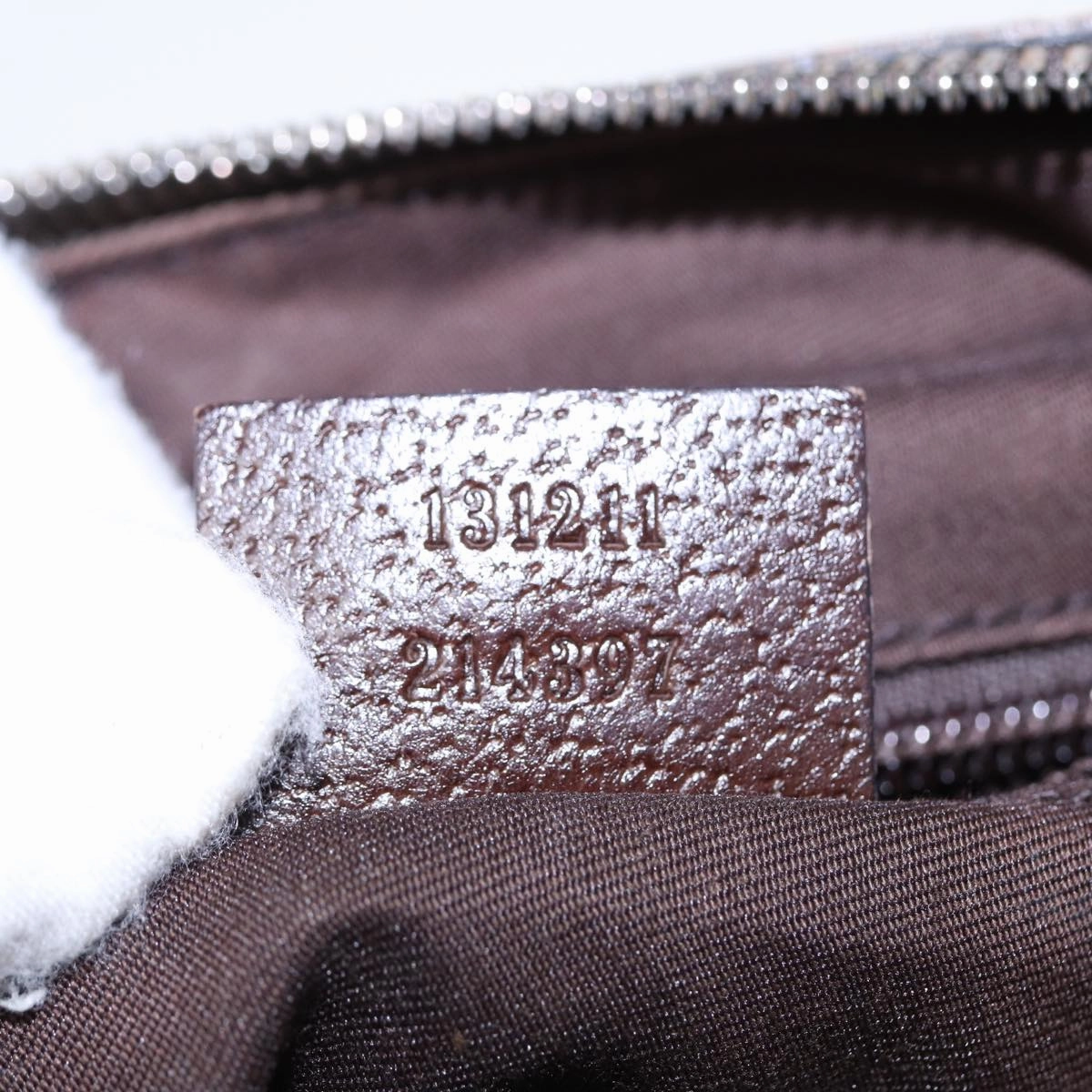 GUCCI GG Canvas Shoulder Bag Beige Brown Silver 131211  86557