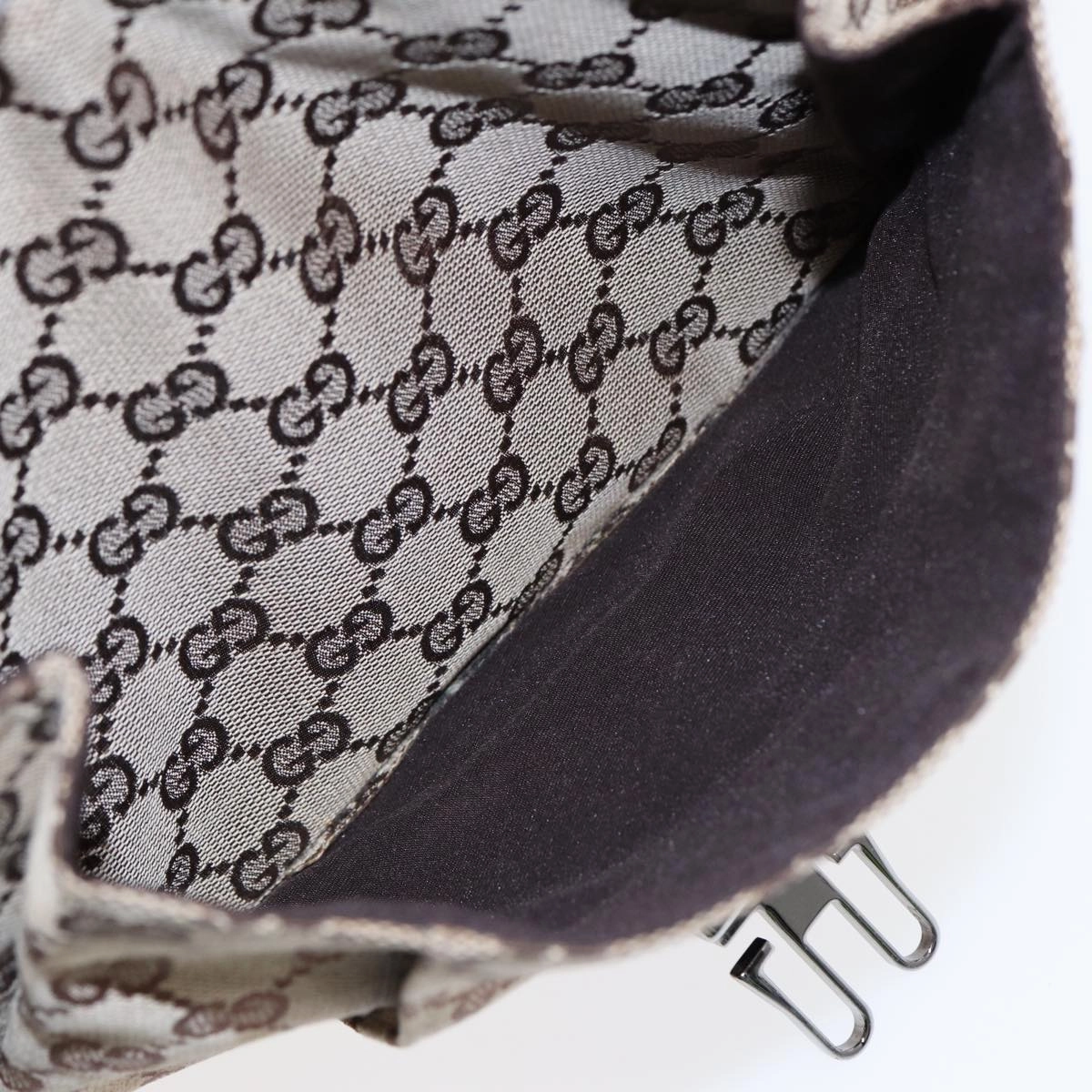 GUCCI GG Canvas Shoulder Bag Beige Brown Silver 131211  86557
