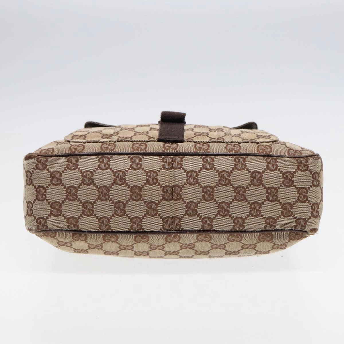 GUCCI GG Canvas Shoulder Bag Beige Brown Silver 131211  86557
