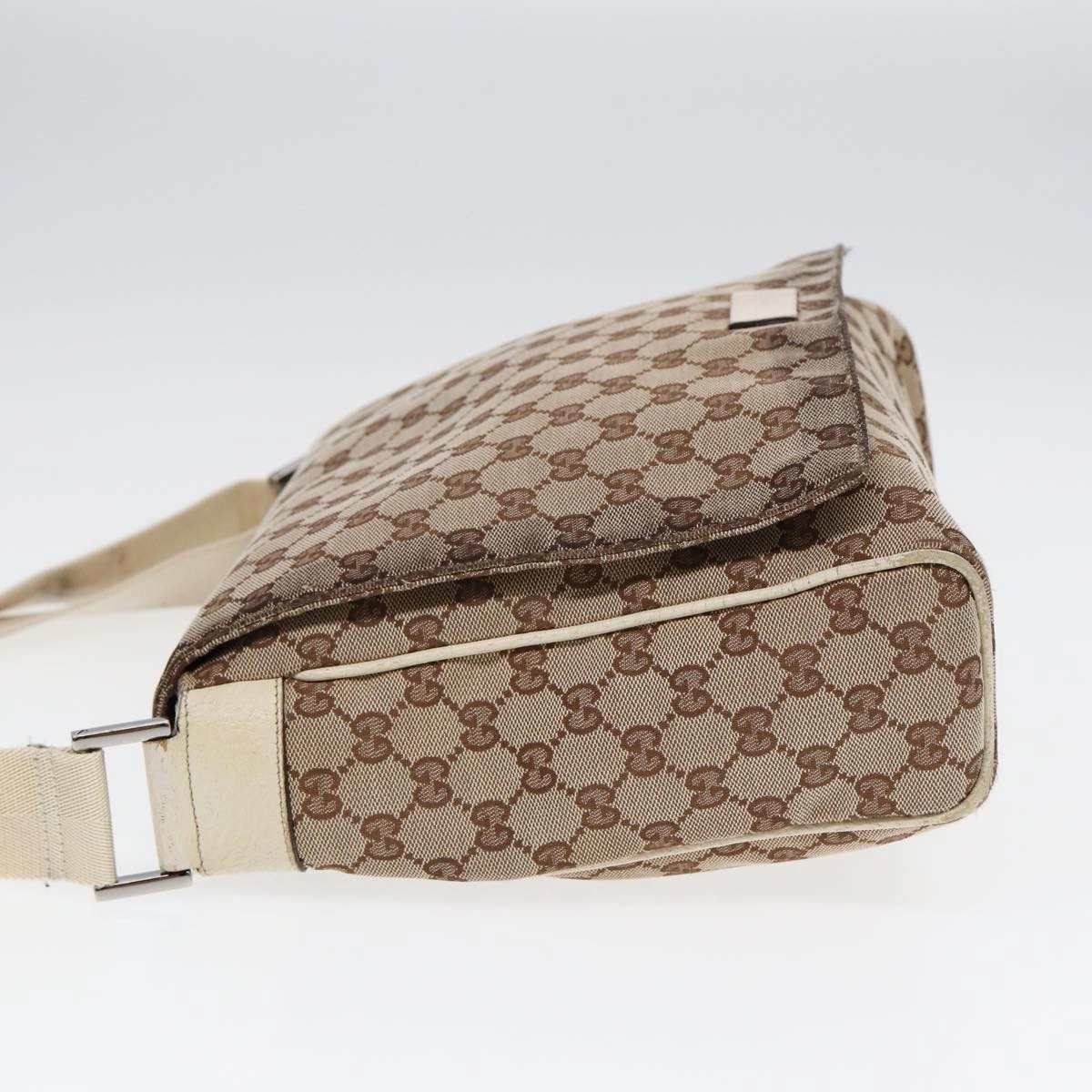 GUCCI GG Canvas Shoulder Bag Beige Silver 146236  87424
