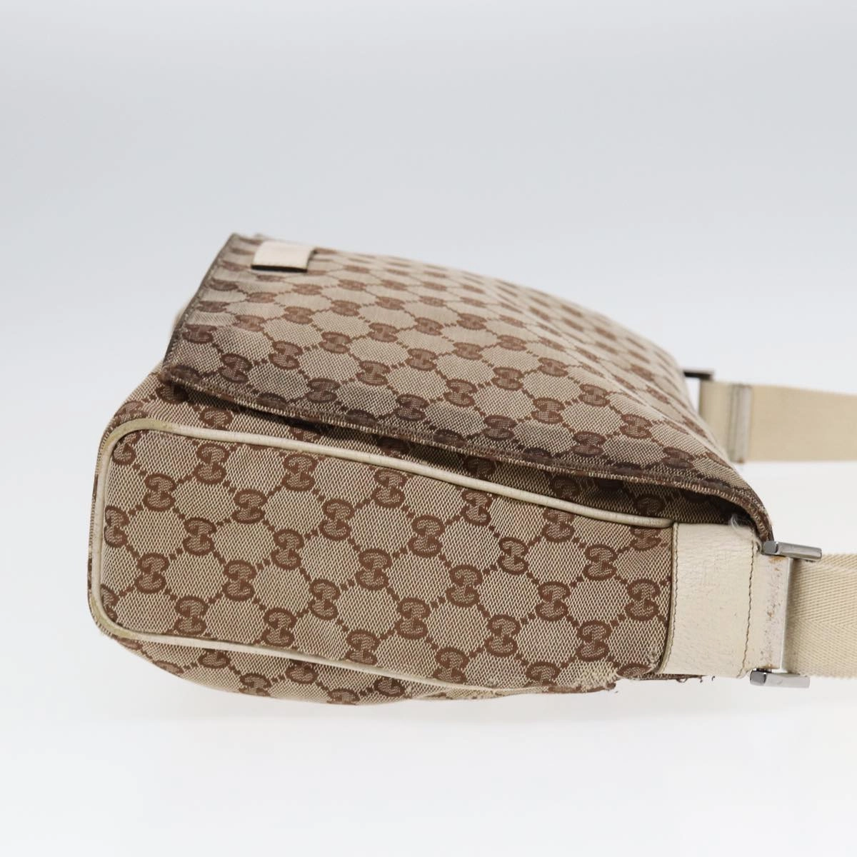 GUCCI GG Canvas Shoulder Bag Beige Silver 146236  87424