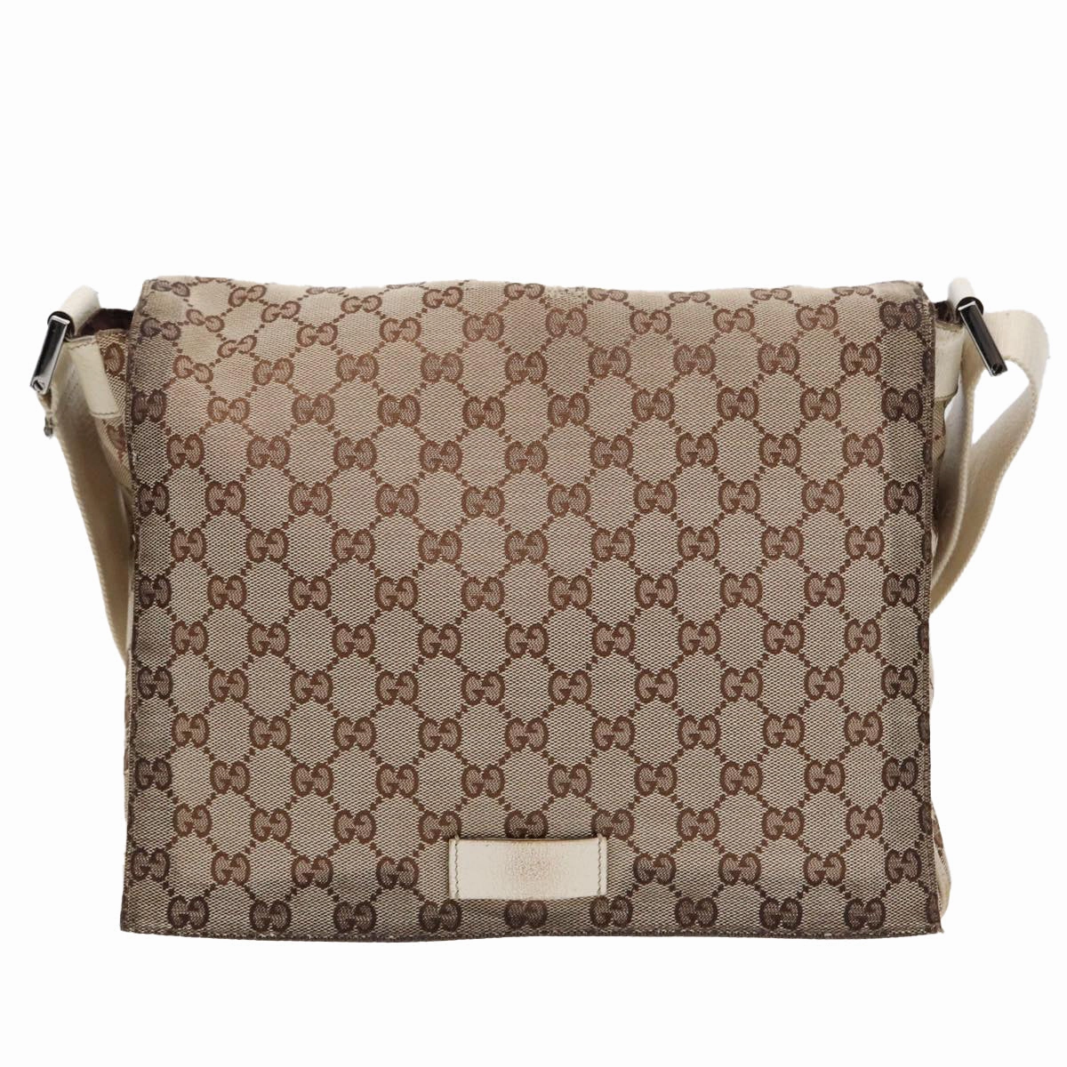 GUCCI GG Canvas Shoulder Bag Beige Silver 146236  87424