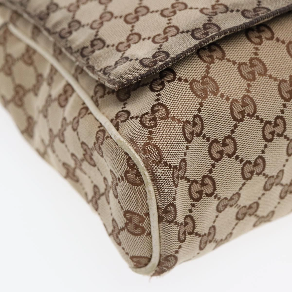 GUCCI GG Canvas Shoulder Bag Beige Silver 146236  87424