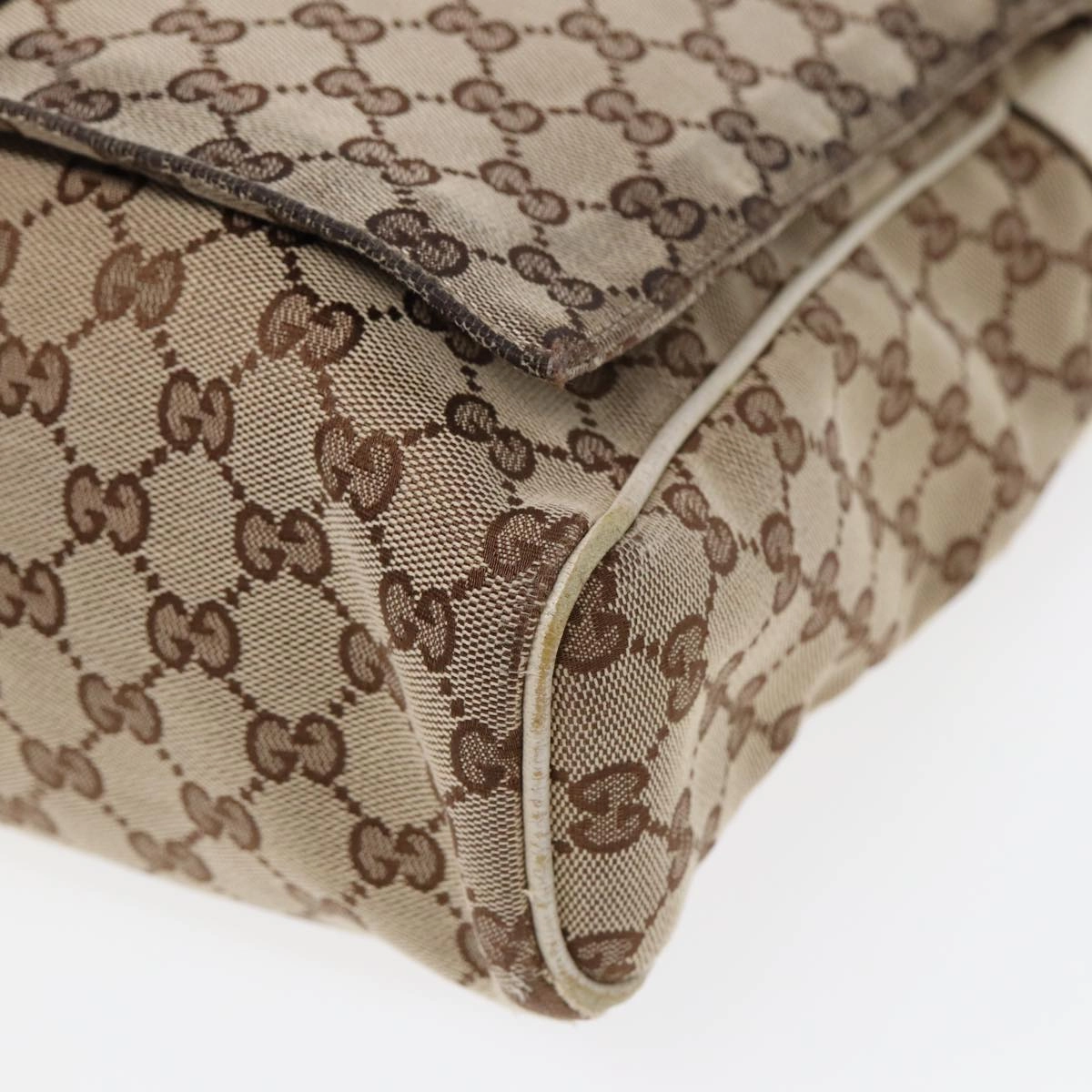 GUCCI GG Canvas Shoulder Bag Beige Silver 146236  87424