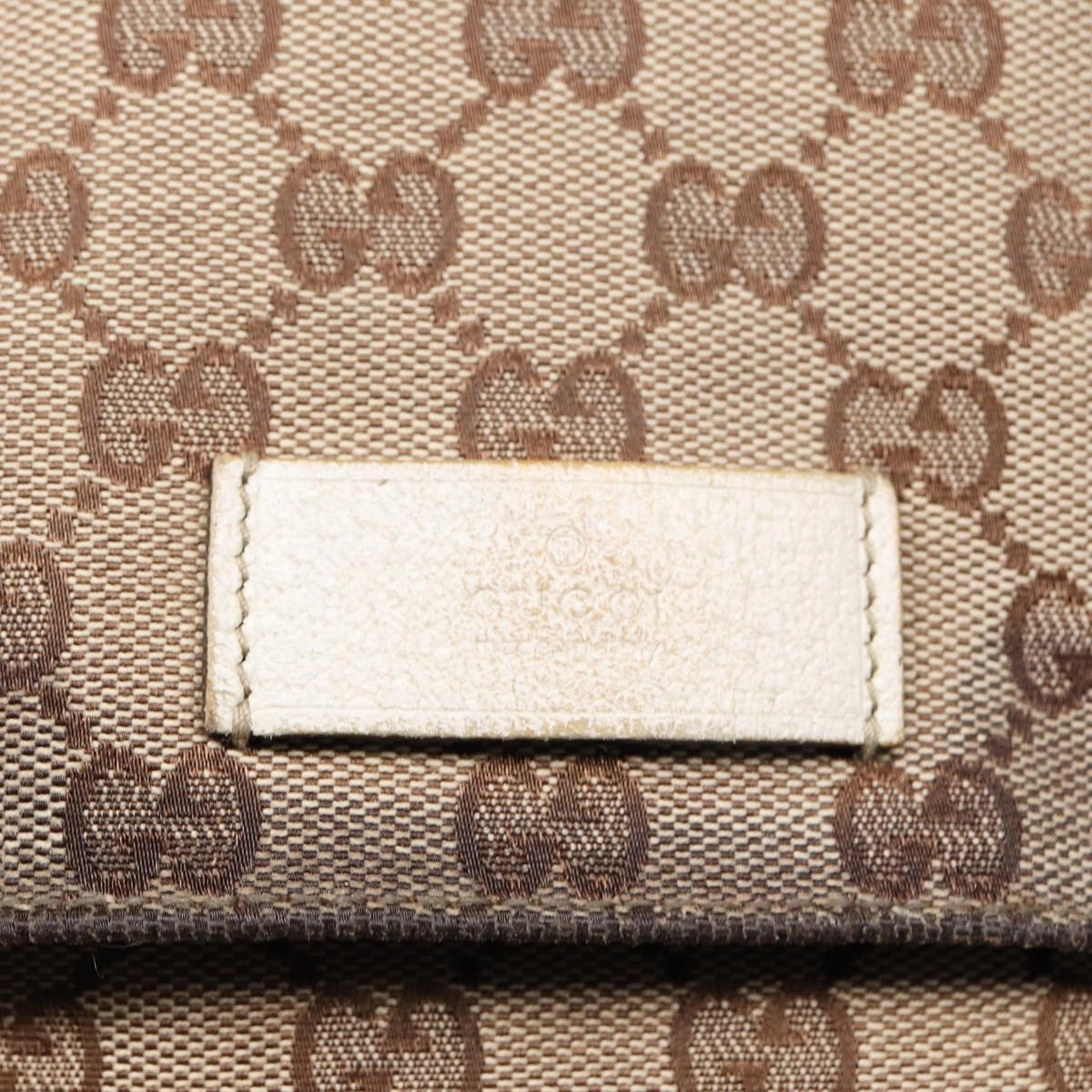 GUCCI GG Canvas Shoulder Bag Beige Silver 146236  87424