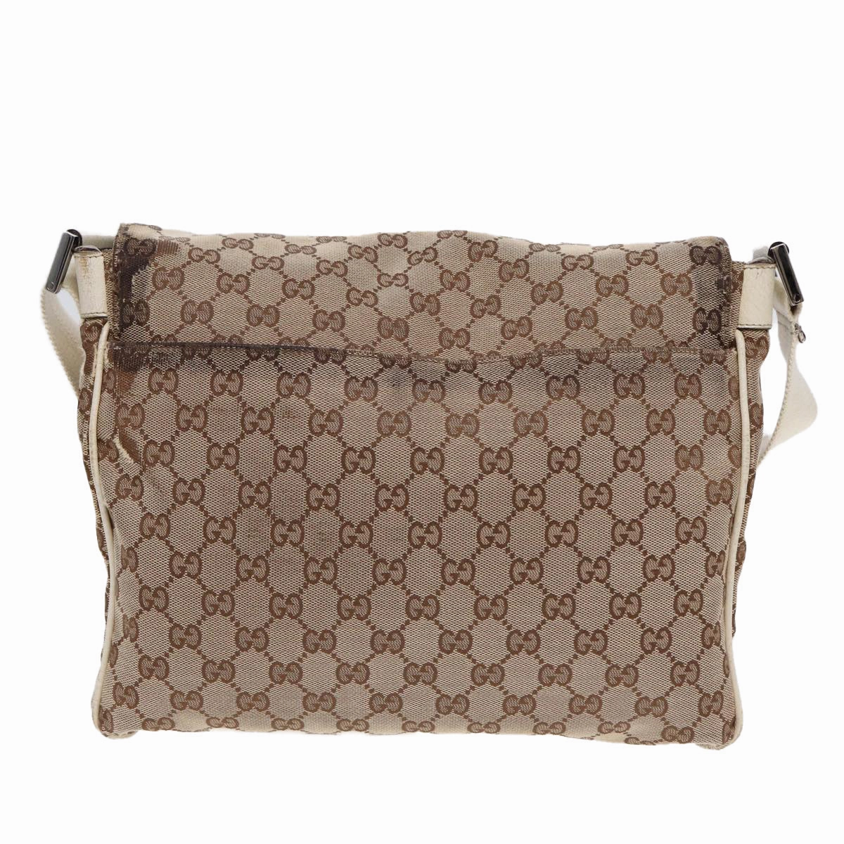 GUCCI GG Canvas Shoulder Bag Beige Silver 146236  87424