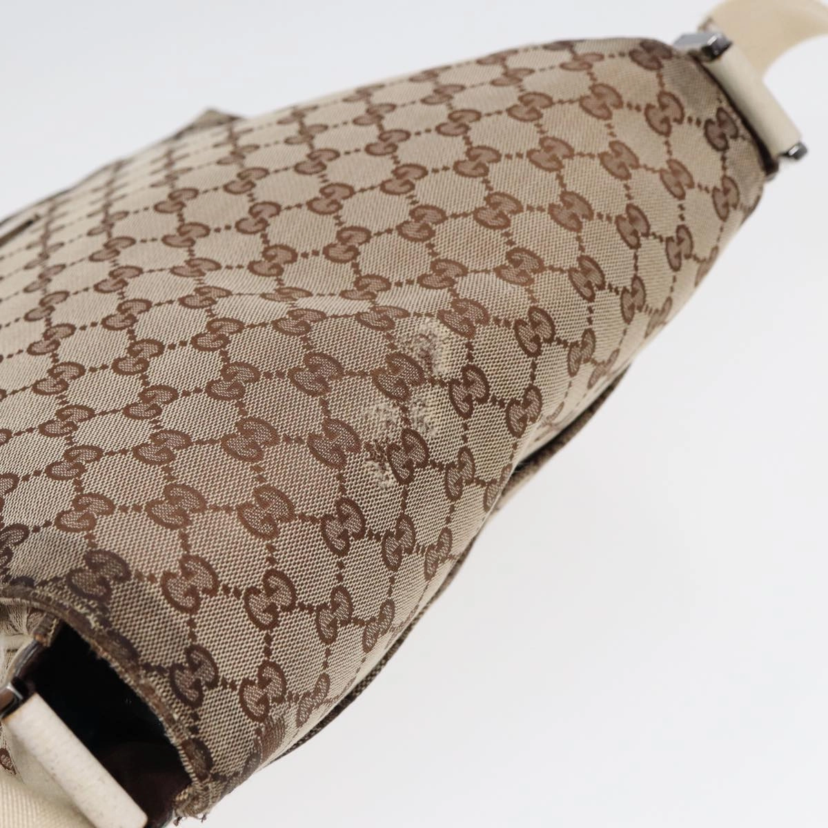 GUCCI GG Canvas Shoulder Bag Beige Silver 146236  87424