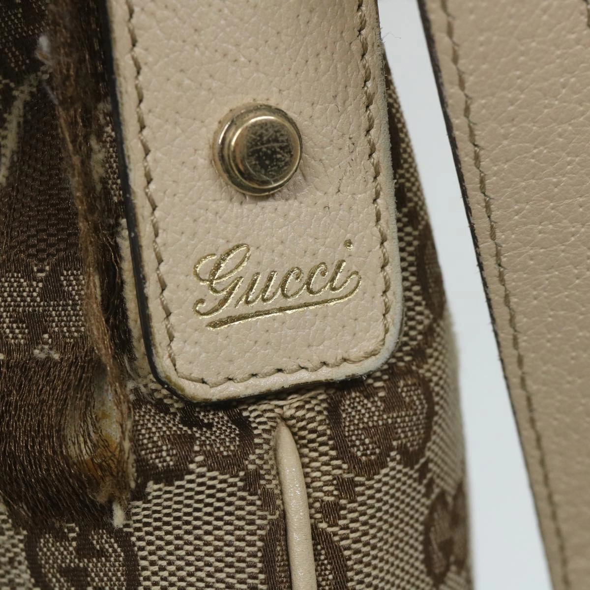 GUCCI GG Canvas Shoulder Bag Beige White 13126  58612