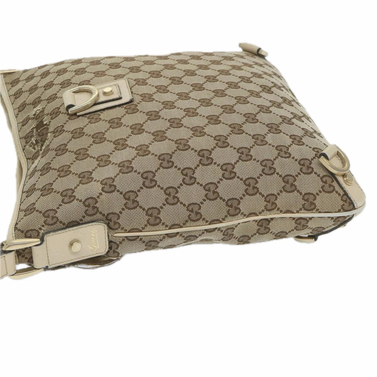 GUCCI GG Canvas Shoulder Bag Beige White 13126  58612
