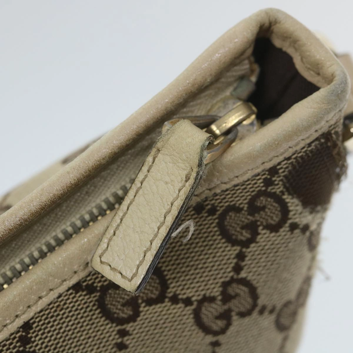 GUCCI GG Canvas Shoulder Bag Beige White 13126  58612