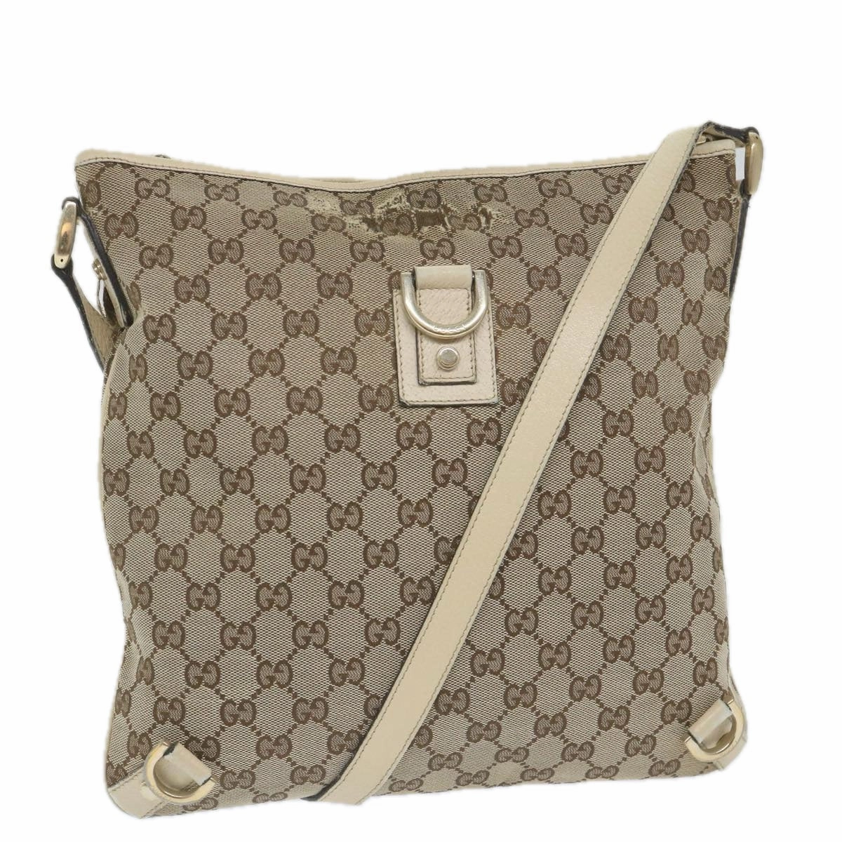 GUCCI GG Canvas Shoulder Bag Beige White 13126  58612